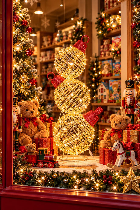 Torre Ad Trend de Bolas de Navidad Luminosa Oro en Hierro y Plástico con 600 Luces LED IP44 Ø30xH83 cm – Decoración Navideña para Exterior