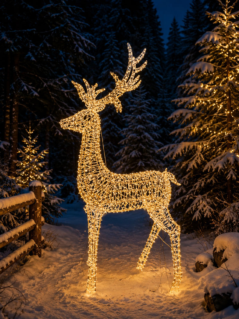 Ad Trend Renna Navideña Luminosa Oro con 2400 LED Luz Cálida IP44 110x340xH200 cm – Decoración Navideña para Interior y Exterior