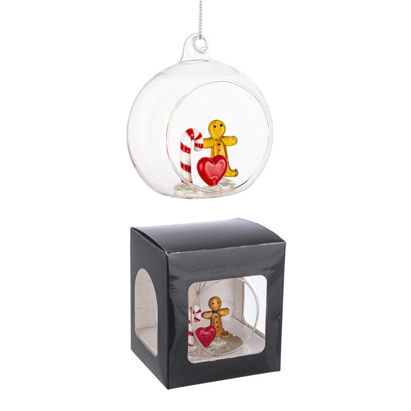 Bizzotto Palla di Natale Aperta Yule Candy in Vetro D 8 cm – Decorazione Natalizia