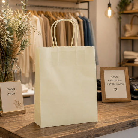 La Arcolaio Shopper Kraft Crema Regalos Navideños 18x7x24 cm Cf 10 pz