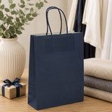 Bolsa Shopper Kraft Azul L'Arcolaio Regalos Navideños 18x7x24 cm Paq 10 uds