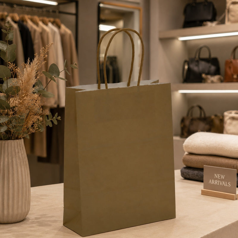 Bolsa Shopper Kraft Oro L'Arcolaio Regalos Navideños 18x7x24 cm Caja 10 Uds