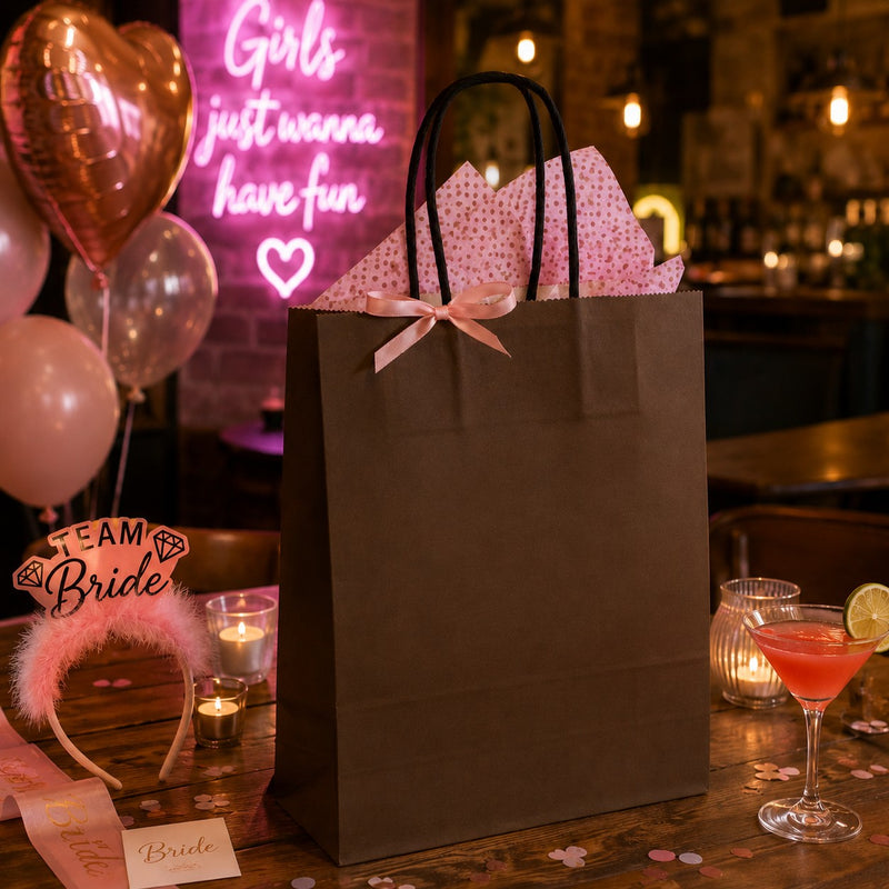 La Bolsa Shopper Kraft Marrón L'Arcolaio Regalos Navideños 22x10x29 Paq 10 Uds
