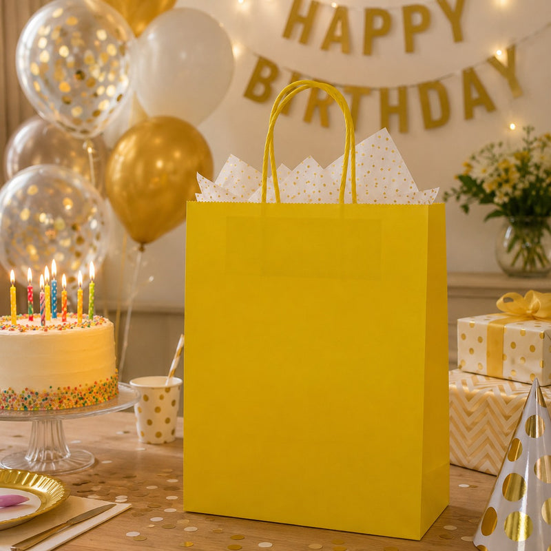 Bolsa Kraft Amarilla L'Arcolaio Regalos Navideños 22X10X29 Caja 10 Uds