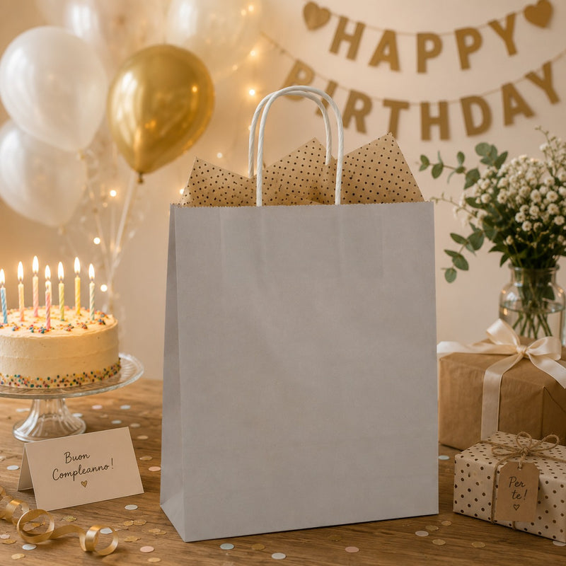 Bolsa Shopper Kraft Tortora Regalos Navideños L'Arcolaio 22X10X29 Paq 10 Uds