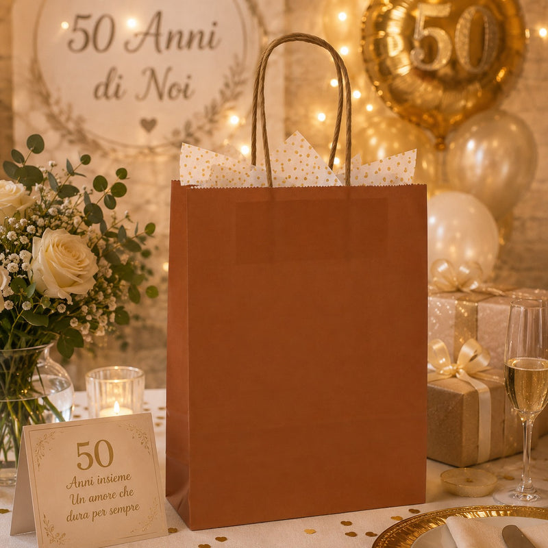 La Bolsa de Compra L'Arcolaio Kraft Herrumbre Regalos Navideños 22X10X29 Caja 10 Uds