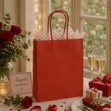 Bolsa Shopper L'Arcolaio Kraft Roja Regalos Navideños 26X11X34 Cm Cf 10 Pz