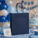 Bolsa Kraft Azul L'Arcolaio Regalos Navideños 26X11X34 Cm Cf 10 Pz