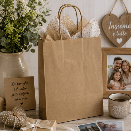 Bolsa Shopper Kraft Avellana L'Arcolaio Regalos Navideños 36X12X41 Cm Cf 10 Pz
