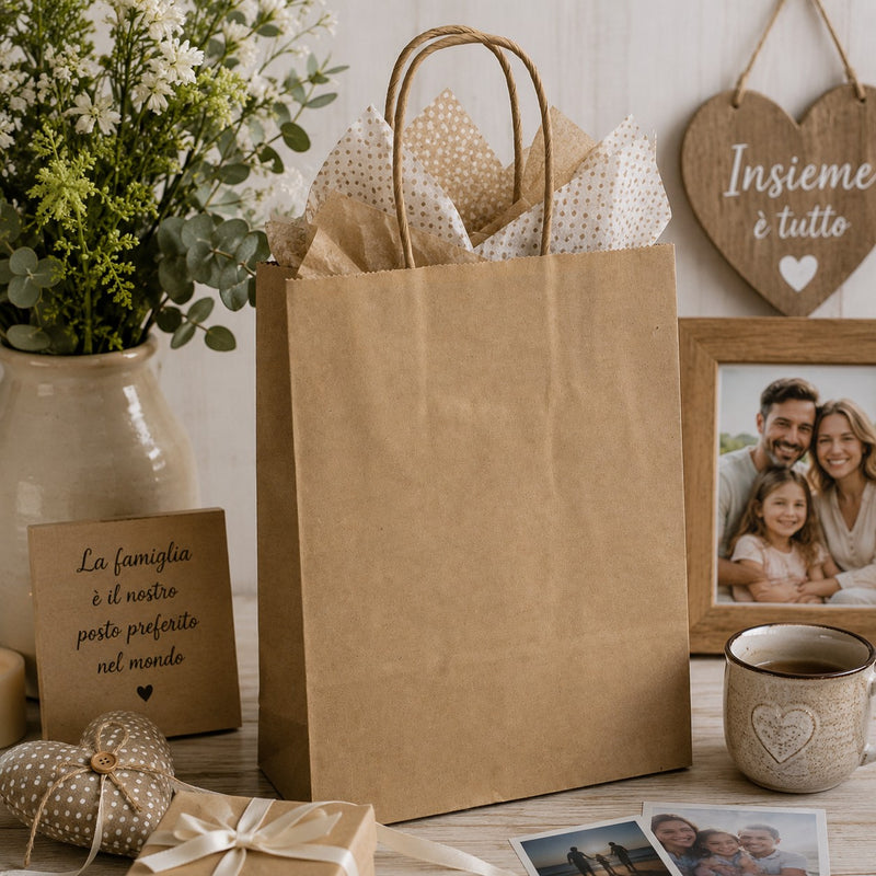Bolsa Shopper Kraft Avellana L'Arcolaio Regalos Navideños 36X12X41 Cm Paq 10 Uds