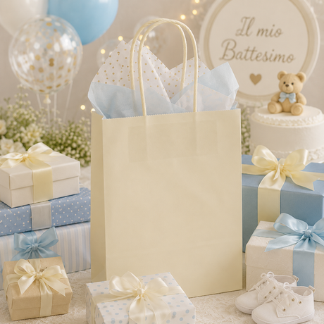 Bolsa de Compras Kraft Crema L'Arcolaio Regalos Navideños 36X12X41 Cm Cj 10 Pz