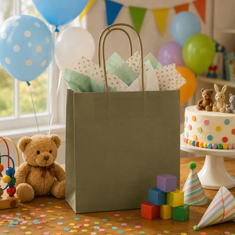 La Bolsa de Compras L'Arcolaio Kraft Verde Regalos Navideños 36X12X41 Cm Cf 10 Pz