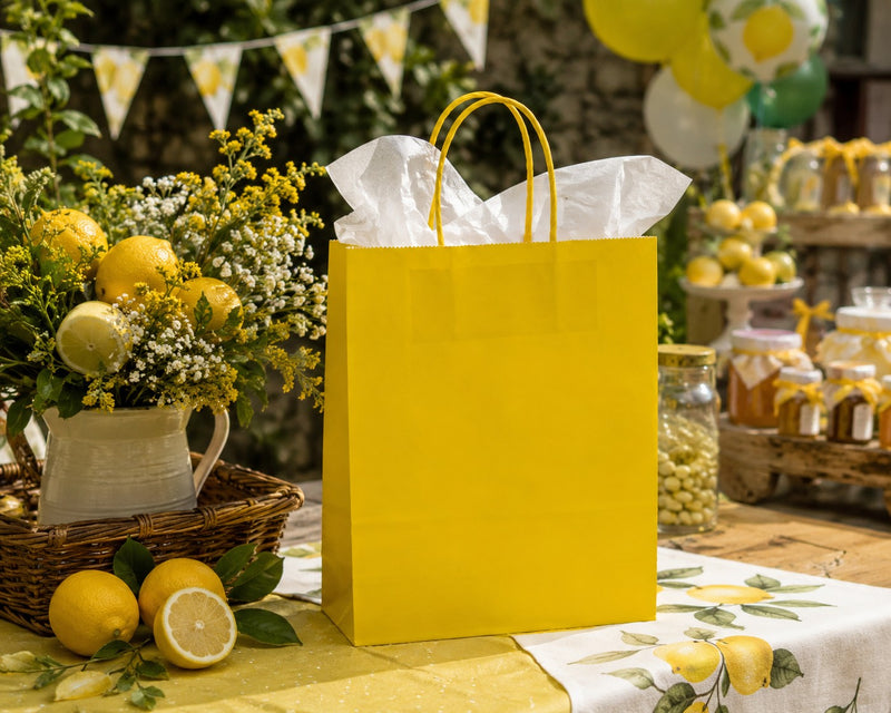 La Bolsa Shopper L'Arcolaio Kraft Amarillo Regalos Navideños 36X12X41 Cm Paq 10 Uds