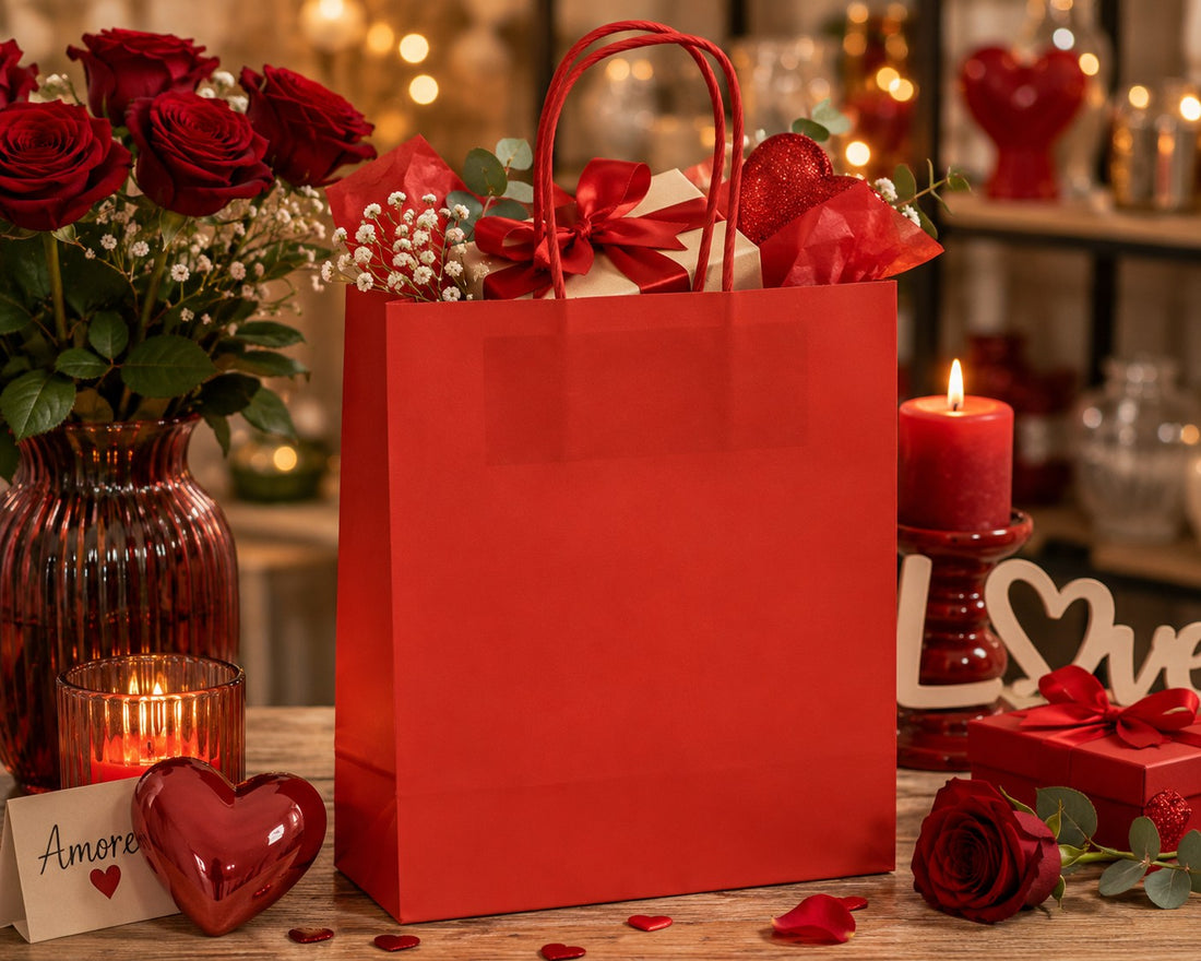 Bolsa de Compras Kraft Roja L'Arcolaio Regalos Navideños 45X15X50 Cm Caja 10 Uds