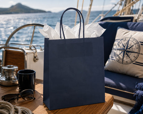 L'Arcolaio Shopper Kraft Azul Regalos Navideños 45X15X50 Cm Cf 10 Pz