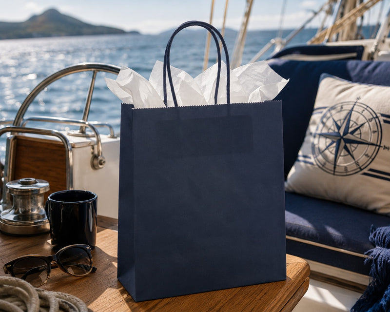 L'Arcolaio Shopper Kraft Azul Regalos Navideños 45X15X50 Cm Paq 10 Uds