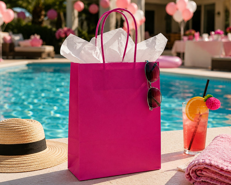 L'Arcolaio Shopper Kraft Fucsia Regalos Navideños 45X15X50 Cm Paq 10 Uds