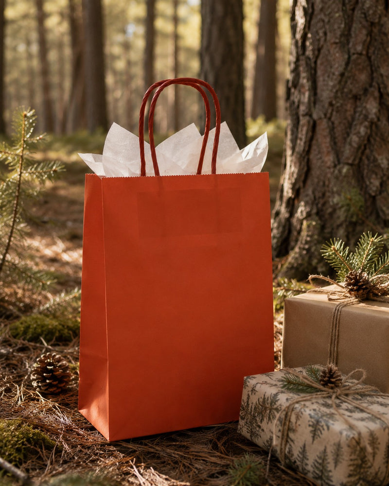Bolsa de Compras L'Arcolaio Kraft Roja Regalos Navideños 54X14X45 Cm Paq 10 Uds