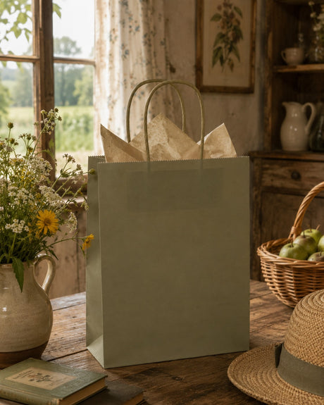 La Bolsa de Compras L'Arcolaio Kraft Verde Regalos Navideños 54X14X45 Cm Cf 10 Pz