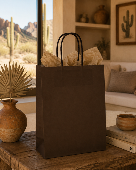Bolsa de Compra L'Arcolaio Kraft Marrón Regalos Navideños 54X14X45 Cm Caja 10 Pz