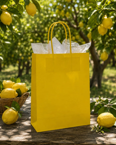 Bolsa de Compra L'Arcolaio Kraft Amarilla Regalos Navideños 54X14X45 cm Caja 10 pz