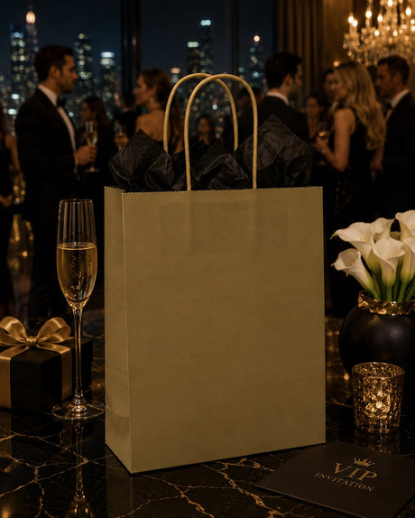 La Bolsa Shopper Kraft Oro L'Arcolaio Regalos Navideños 54X14X45 Cm Caja 10 Pz