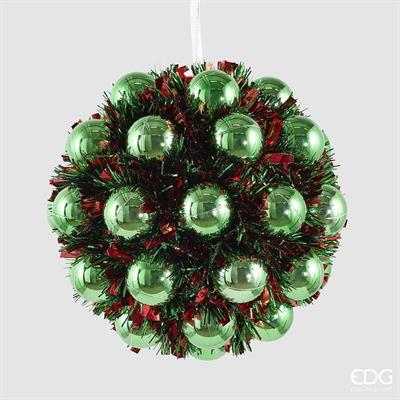 EDG Enzo De Gasperi Bola de Navidad Decorada con Bolas Ø20 cm Verde – Adorno para Árbol de Navidad
