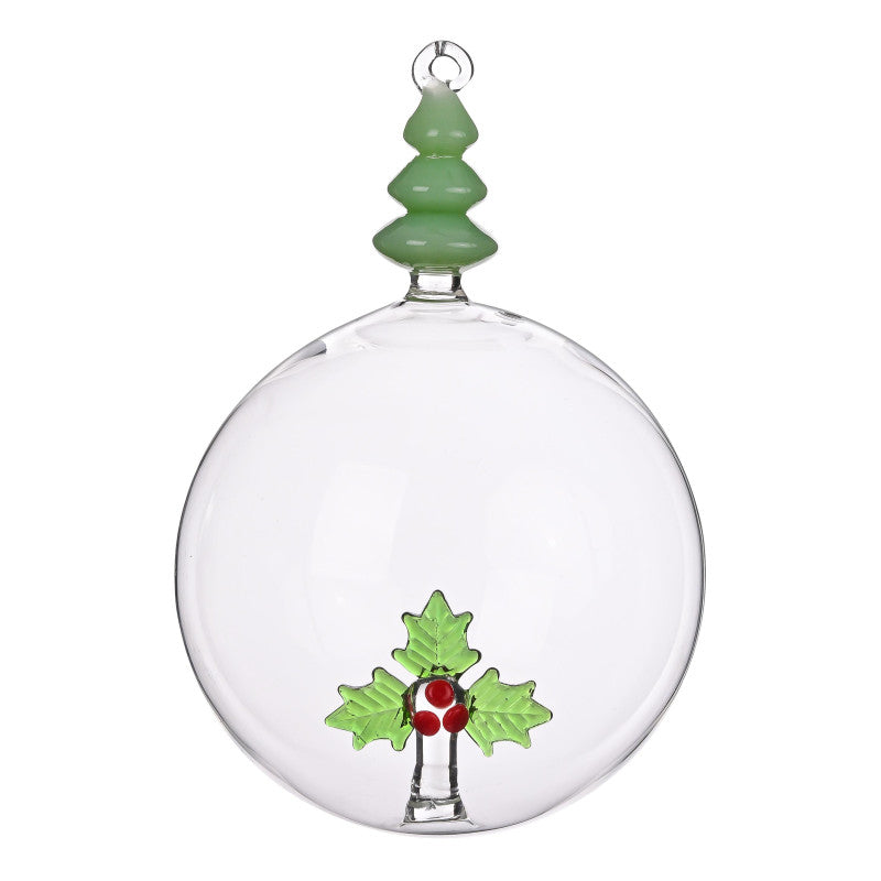 Bizzotto Sfera Vetro Vischio Pino D10 cm - Decorazione Natale