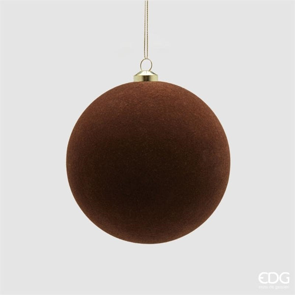 EDG Enzo De Gasperi Bolas de Navidad en Terciopelo Marrón Ø10 cm – Set 6 Uds