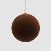 EDG Enzo De Gasperi Bolas de Navidad en Terciopelo Marrón Ø10 cm – Set 6 Uds