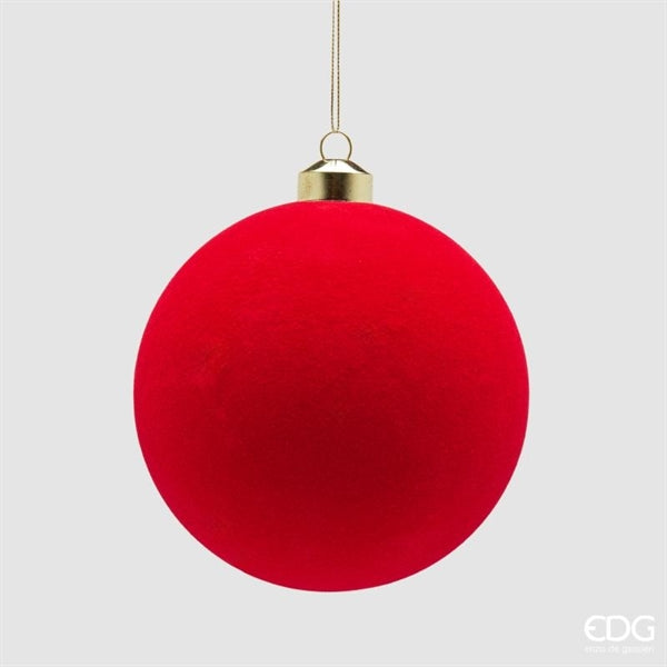 EDG Enzo De Gasperi Bolas de Navidad en Terciopelo Rojo Ø12 cm – Pack 4 Uds