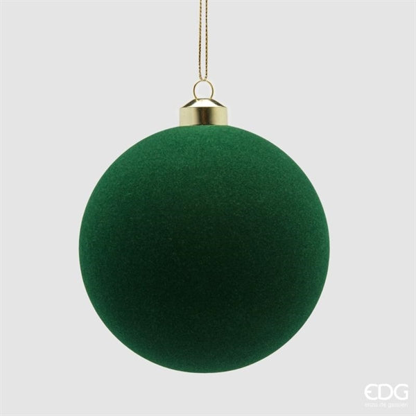 EDG Enzo De Gasperi Bolas de Navidad en Terciopelo Dark Green Ø12 cm – Set 4 Uds