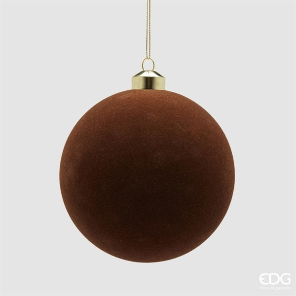 EDG Enzo De Gasperi Bolas de Navidad en Terciopelo Dark Brown Ø12 cm – Set 4 Uds