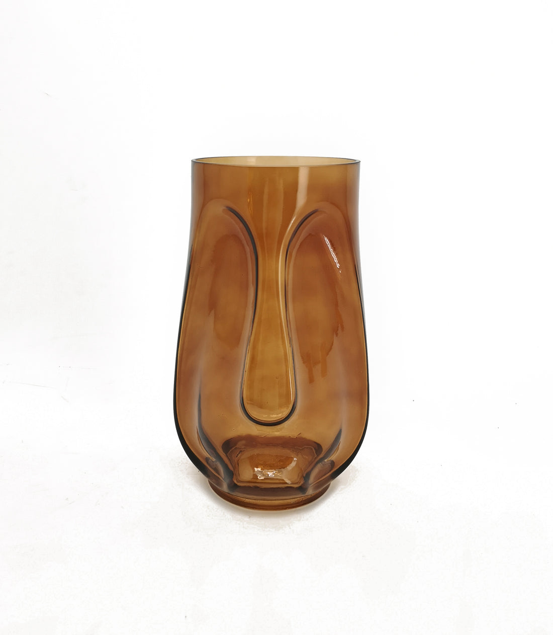 Vimin Box Jarrón Cabeza Tribal Vidrio D 12 - 15,5 Cm H 25 Cm Ámbar