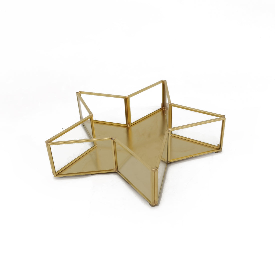 Vimin Box Stella Cuenco Vidrio Metal D 20 Cm H 5 Cm Oro