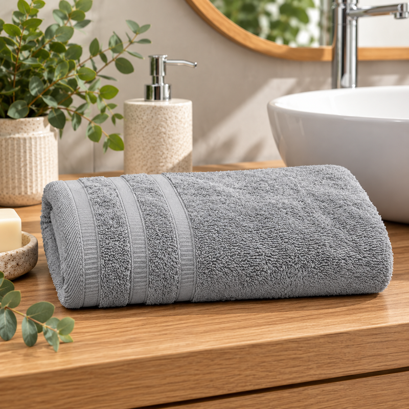 Androni Giocattoli Toalla de Invitados de Rizo Lisa Gris Ceniza – Toalla de Baño Suave y Absorbente