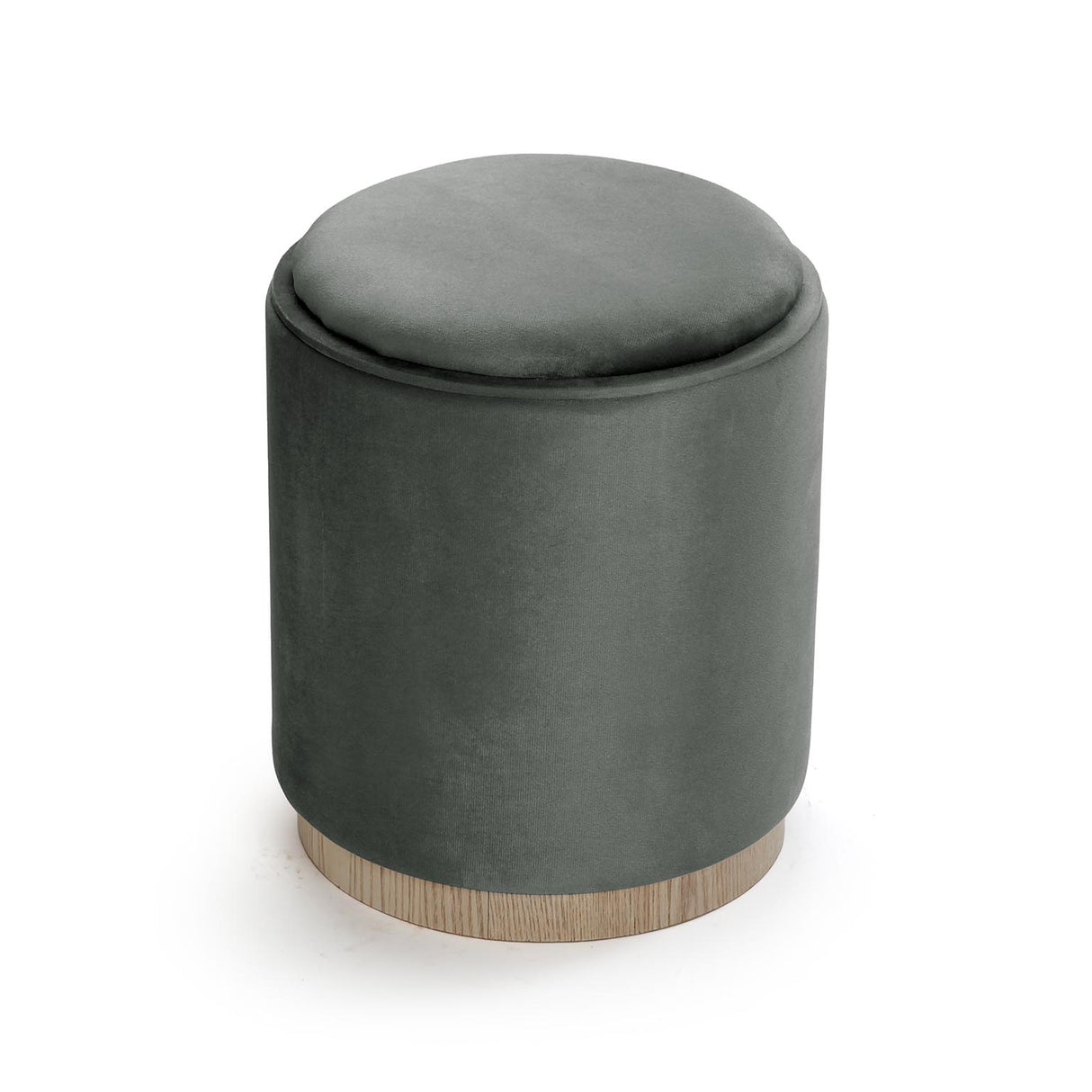 Puf Versa Con Almacenaje Y Bandeja Terciopelo Gris