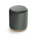 Puf Versa Con Almacenaje Y Bandeja Terciopelo Gris