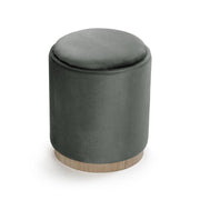 Puf Versa Con Almacenaje Y Bandeja Terciopelo Gris