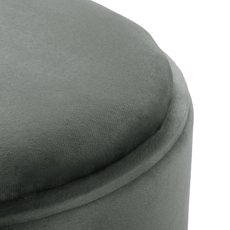 Puf Versa Con Almacenaje Y Bandeja Terciopelo Gris