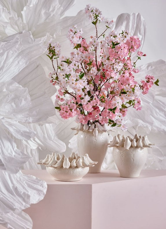 EDG Enzo De Gasperi Rama Flores de Durazno Artificial H 105 Cm Blanco