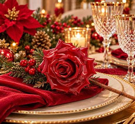 EDG Enzo De Gasperi Rosa Glossy con Clip Red Ø16 cm – Decorazione di Natale