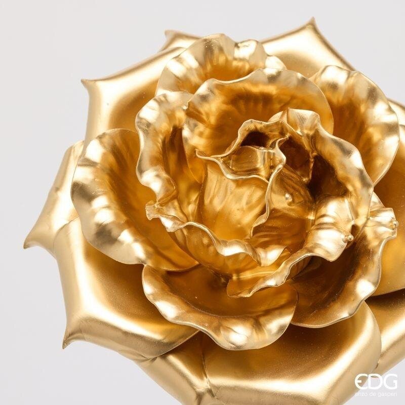 EDG Enzo De Gasperi Rosa Glossy Ramo Gold H60 Ø20 cm – Decoro Floral Navideño
