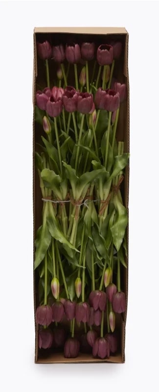 EDG Enzo De Gasperi Ramo de 5 Tulipanes Cerrados Goma H 40 Cm Violeta