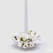 EDG Enzo De Gasperi Portavelas Corona Crocus-Mix D 13 Cm Int. 3,5 Cm Blanco
