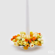 EDG Enzo De Gasperi Portavelas Corona Crocus-Mix D 13 Cm Int. 3,5 Cm Amarillo Naranja