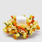 EDG Enzo De Gasperi Portavelas Corona Crocus-Mix D 21 Cm Int. 8 Cm Amarillo Naranja