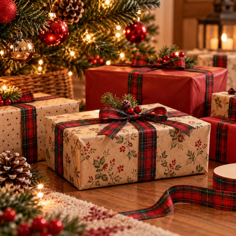 Piovaccari Cinta Navideña Escocesa Roja y Verde 25 mm x 45 m – Cinta Decorativa para Árbol de Navidad, Moños y Paquetes Regalo
