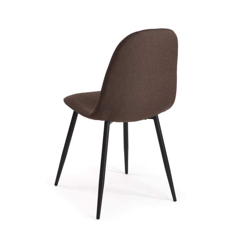 Versa Sedia da Pranzo Nora Color Marrone in Tessuto con Gambe in Metallo Nero – Sedia Moderna per Cucina e Soggiorno