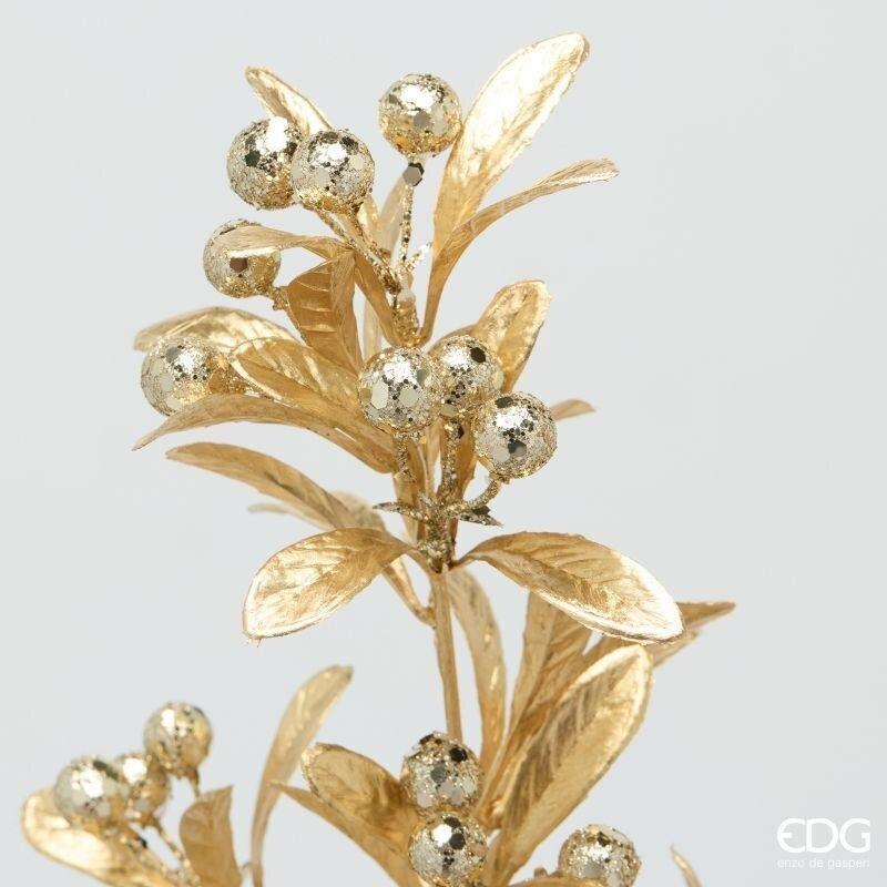 EDG Enzo De Gasperi Ramo Bacche con Foglie Red Gold H75 cm – 1 Uds Surtida Decoración Navideña
